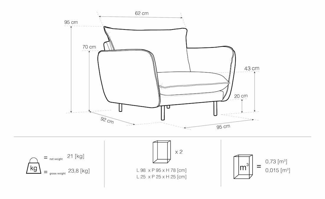 Poze Fotoliu tapitat Vienna velvet/gold – L95 x l92 x h95 cm