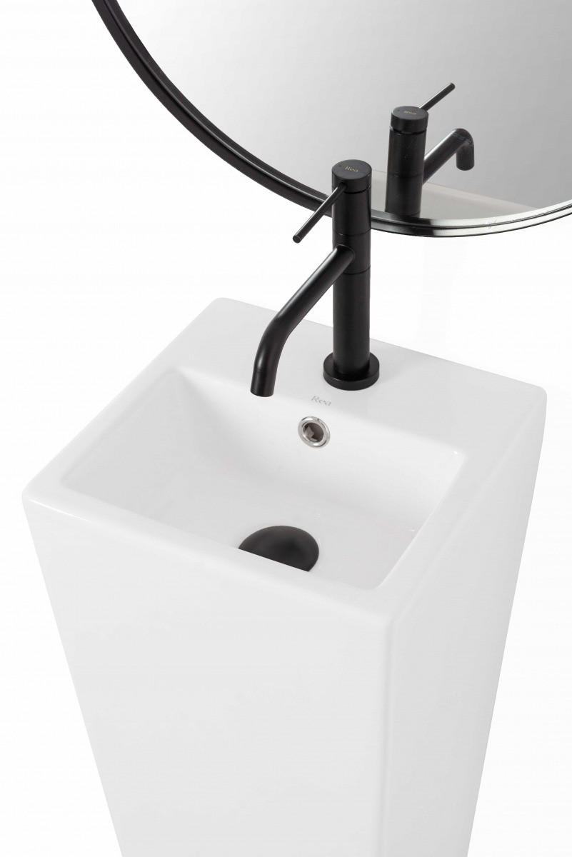 Poze Lavoar Kamila freestanding alb ceramica sanitara - H82 cm