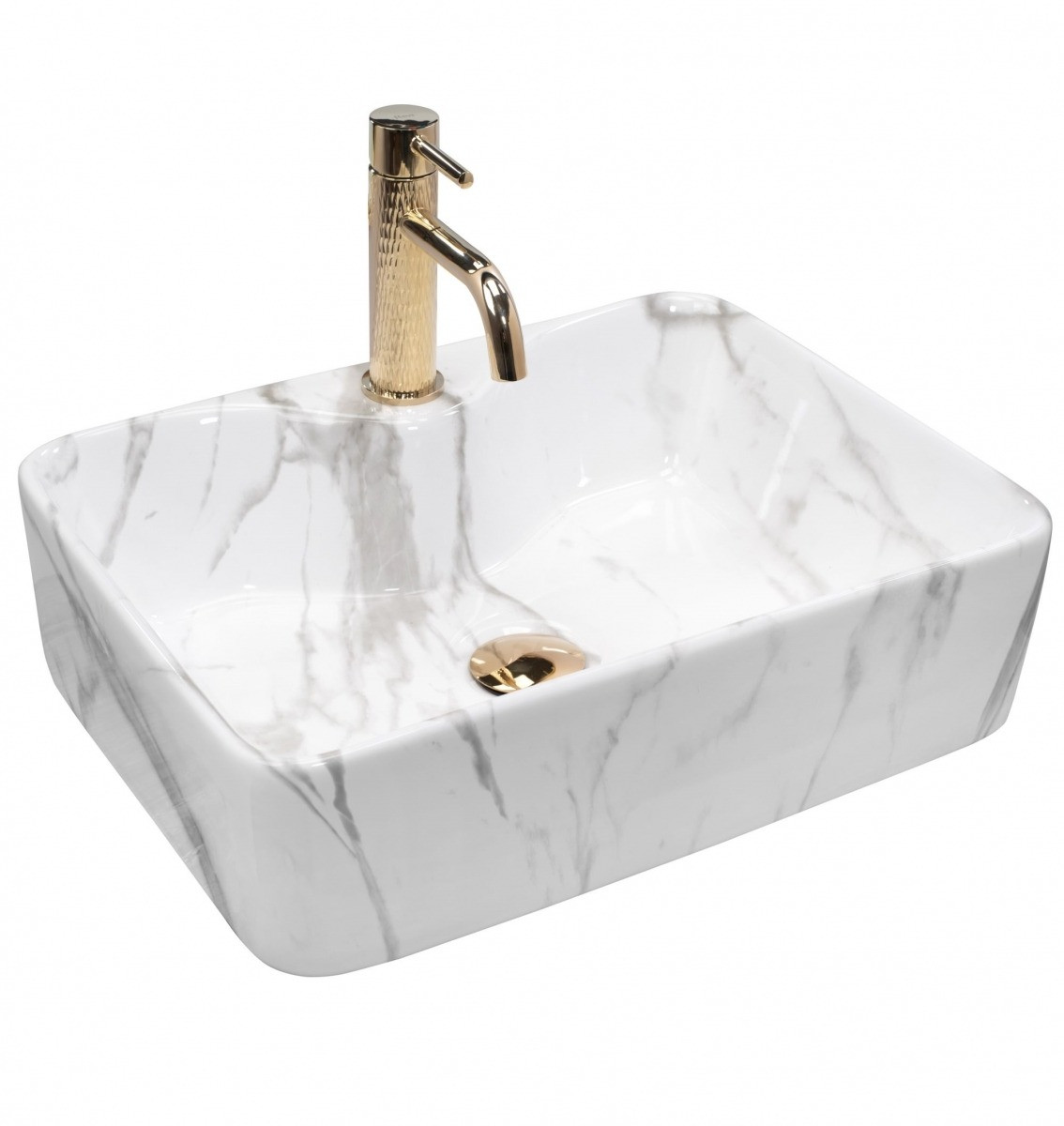 Poze Lavoar Kelly marmura ceramica sanitara – 49 cm