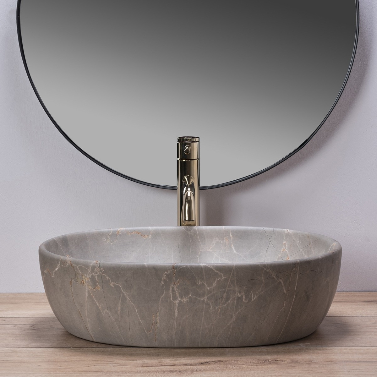 Poze Lavoar Lara Marmura Beige ceramica sanitara - 48,5 cm