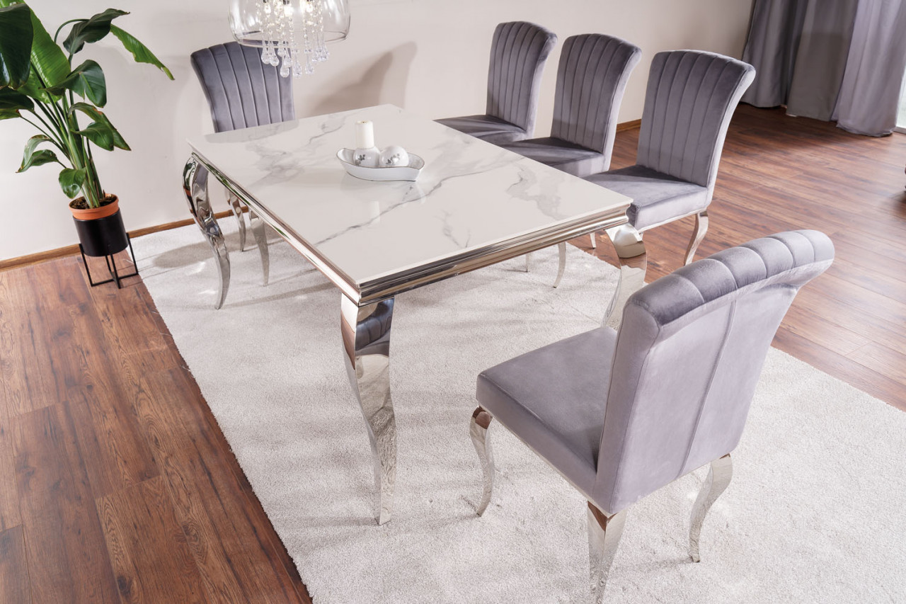 Poze Masa Ceramica Calacatta Prince alb/crom - l90 x L150 x h75 cm