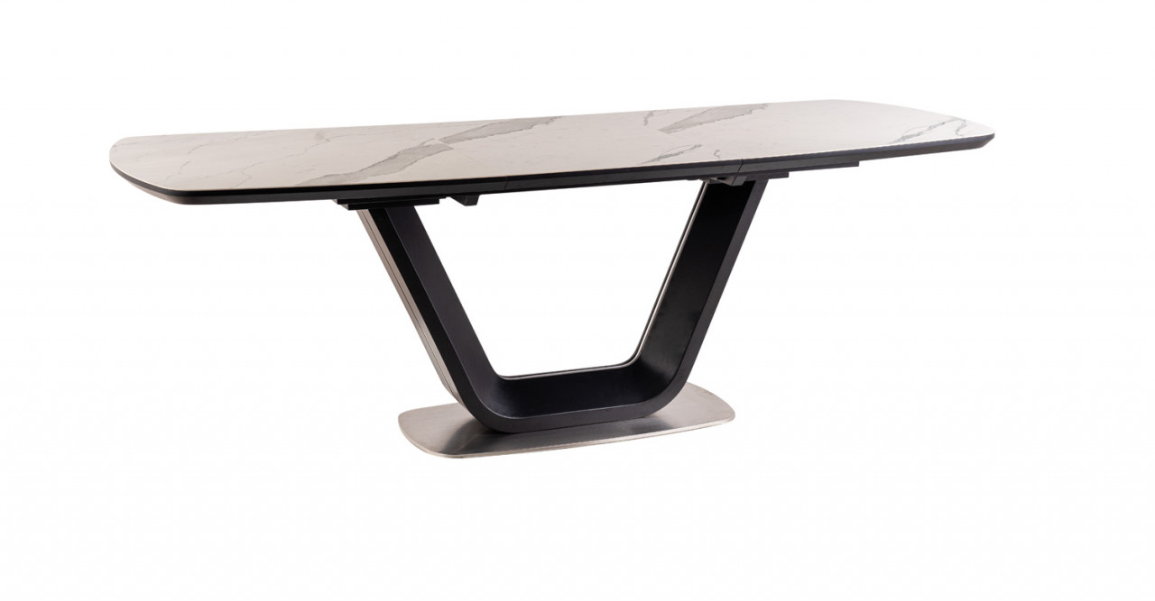 Poze Masa extensibila Armani Ceramic marmura alba / negru mat - L160-220 cm