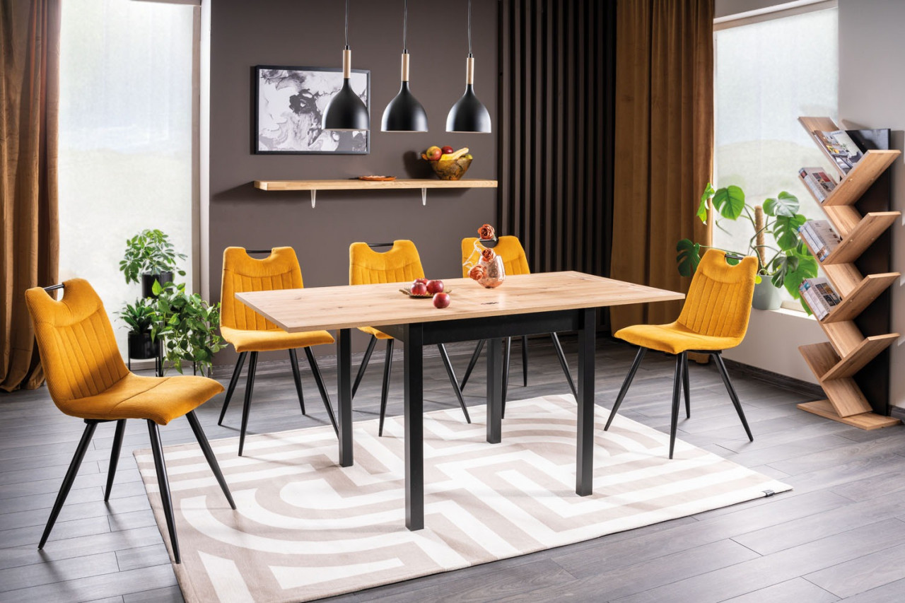 Poze Masa extensibila Flip stejar artizan/negru – L80-160xl80xh76 cm