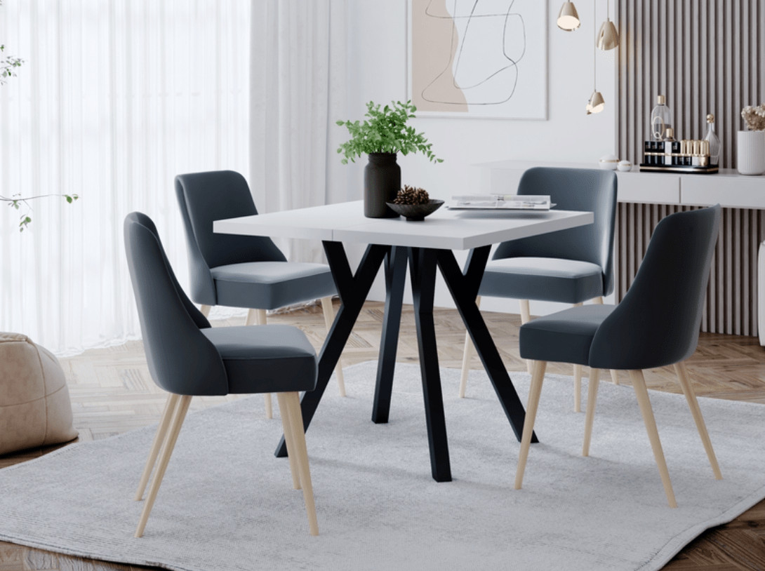Poze Masa extensibila Merlin Alb Mat – l90 x h76 x L90-240 cm