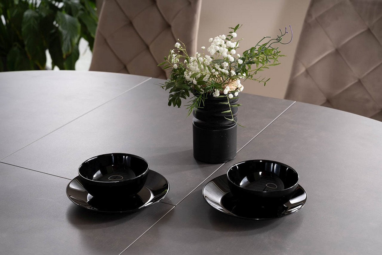 Poze Masa extensibila Porto Ceramica gri inchis/negru mat – L120-160 cm