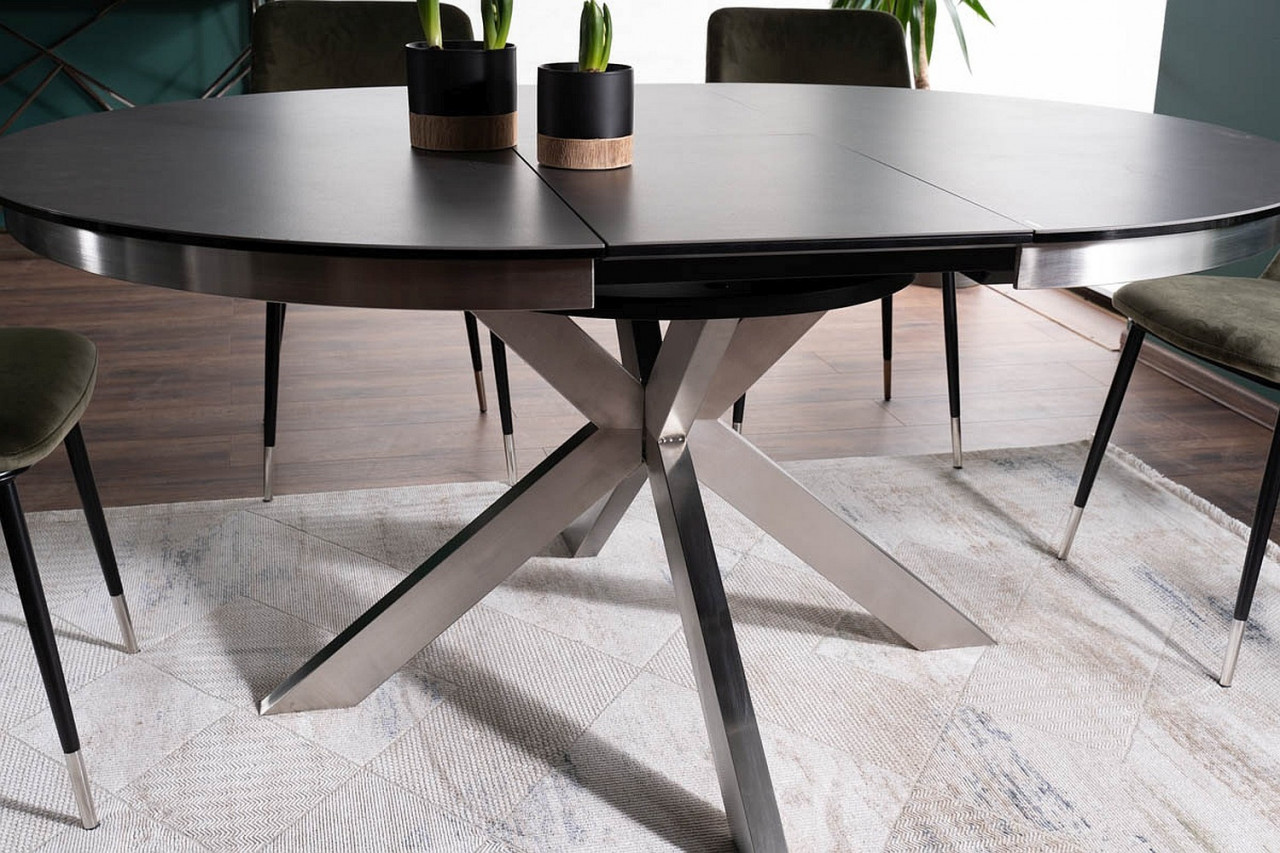 Poze Masa extensibila Porto Ceramica gri inchis/otel - L120-160 cm