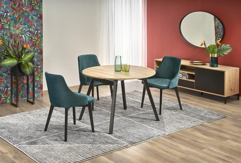 Poze Masa extensibilă Ruben stejar artizan/negru – L102-142 x l102 x h73 cm