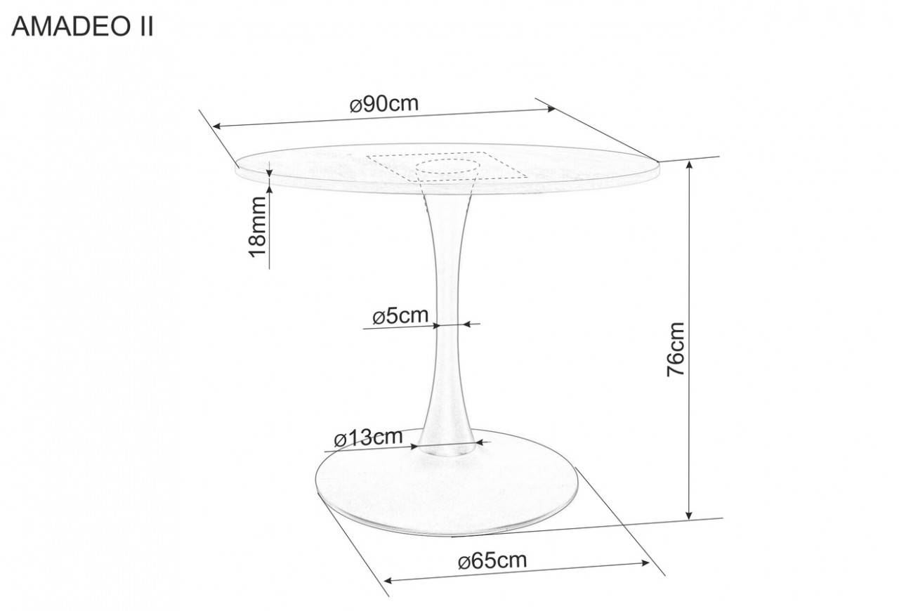 Poze Masa rotunda Amadeo II nuc/negru mat - d90 x h76 cm