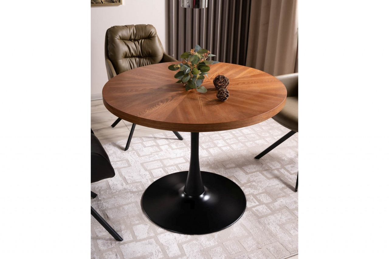 Poze Masa rotunda Amadeo nuc/negru mat - d100 x h76 cm