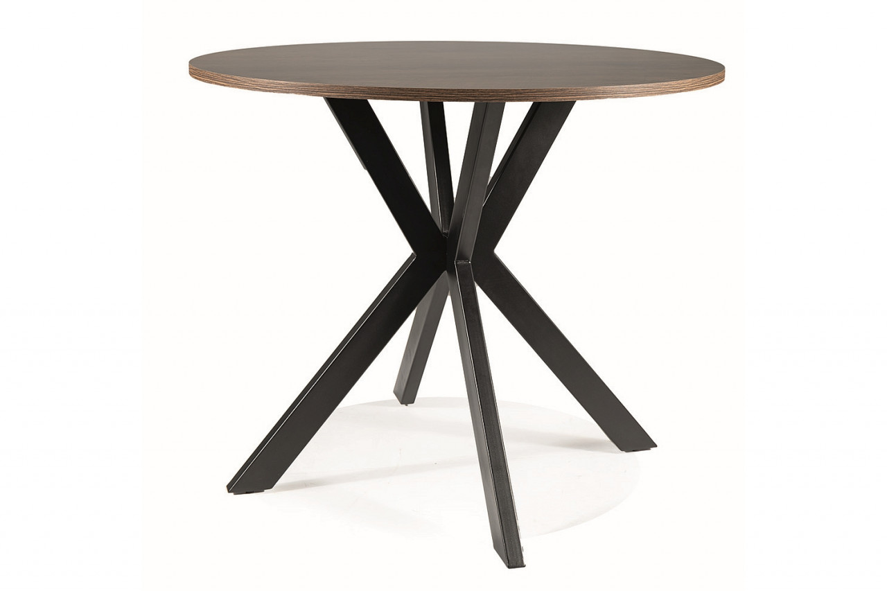 Poze Masa rotunda Talia II nuc/negru mat - ø90 / h76 cm