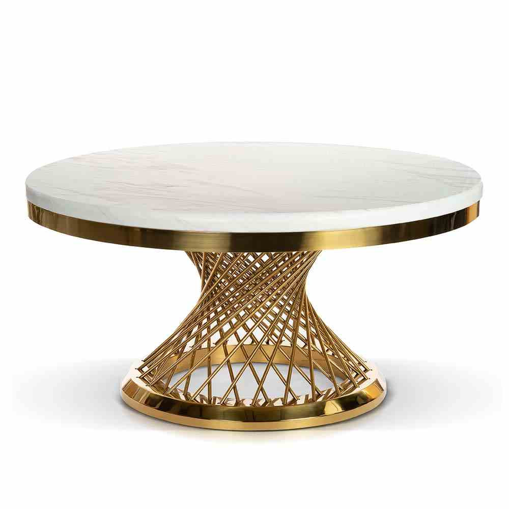 Masuta de cafea rotunda romance marmura alba – Ø100 cm