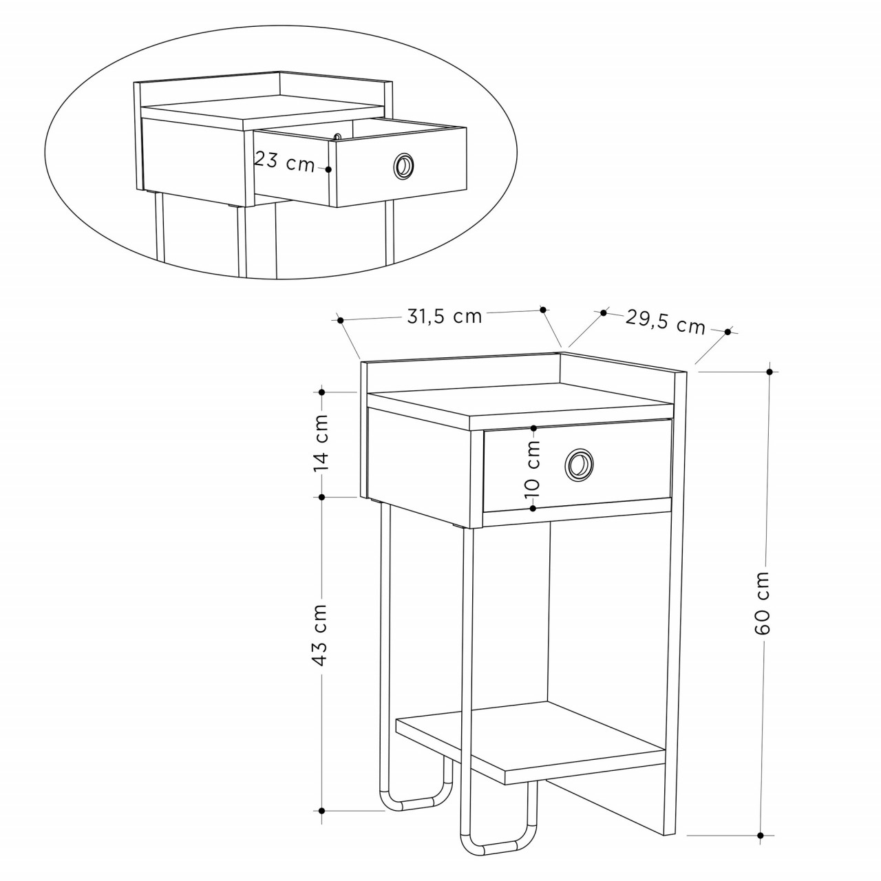 Poze Noptiera Sirius pe dreapta alba