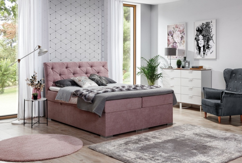 Poze Pat tapitat boxspring Balvin – 180/200 cm