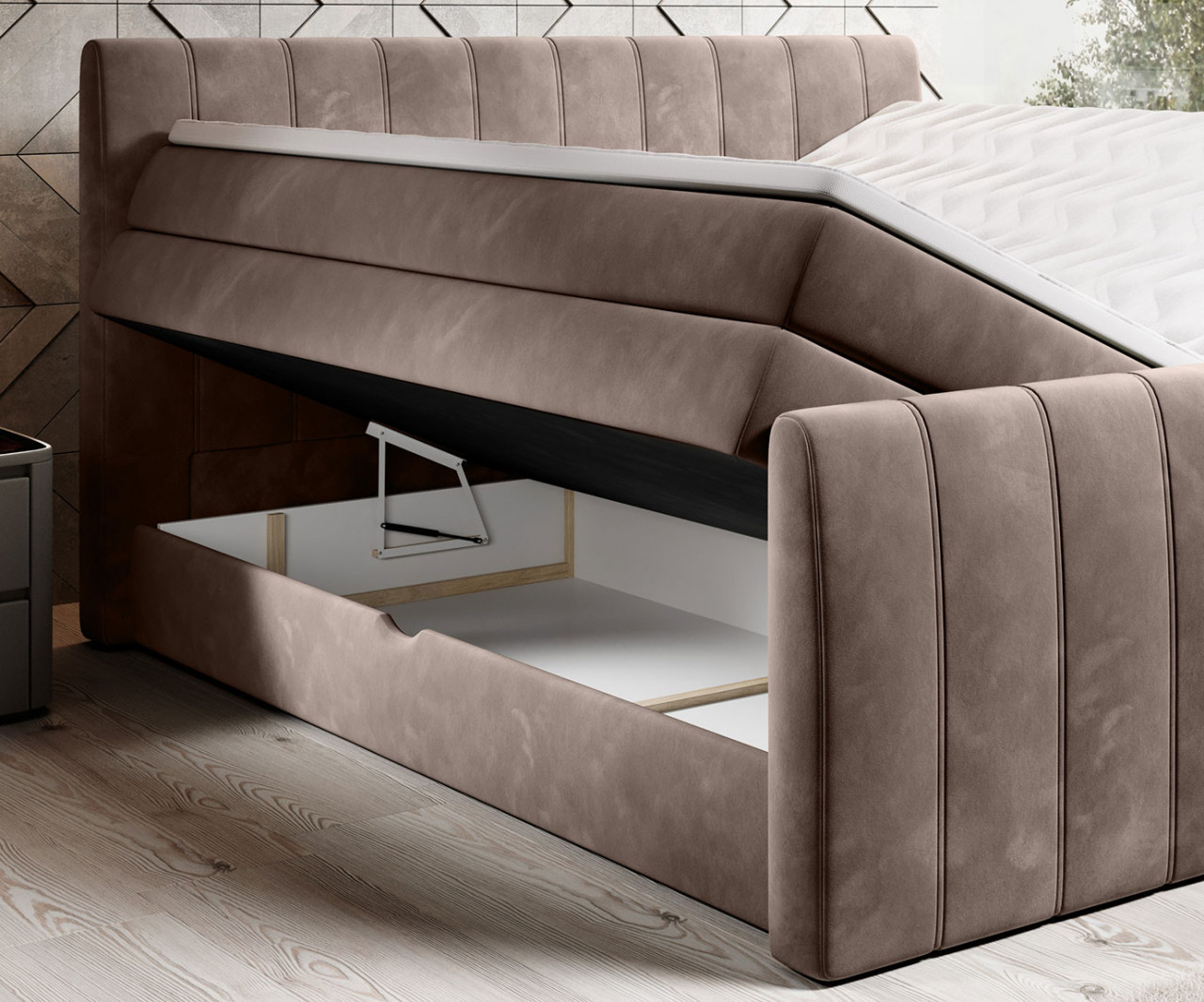 Poze Pat tapitat boxspring Carina 180x200 cm