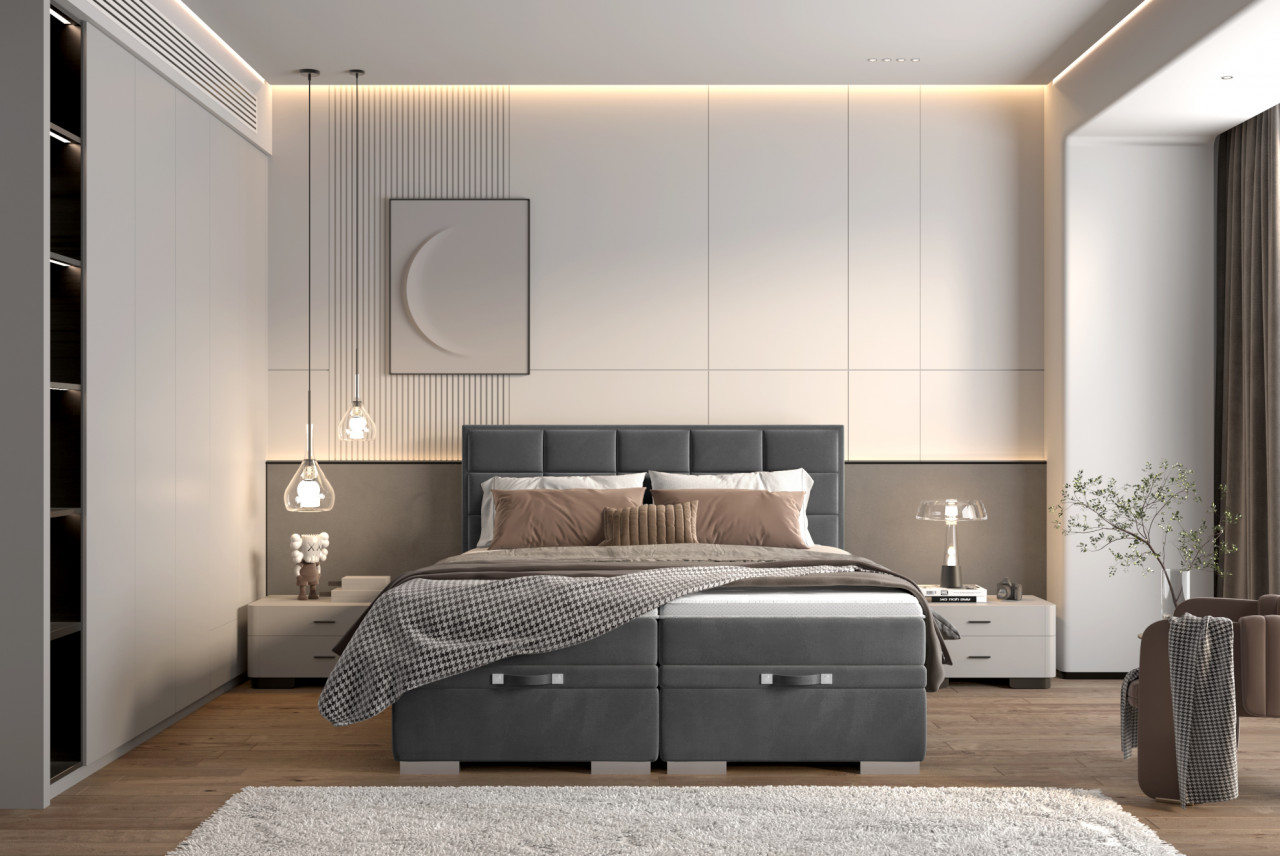 Poze Pat tapitat boxspring Gemma 160x200 cm