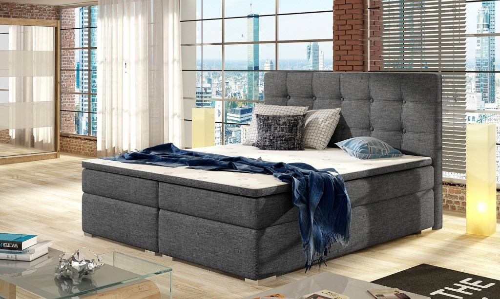 Poze Pat tapitat boxspring Inez – 180/200 cm