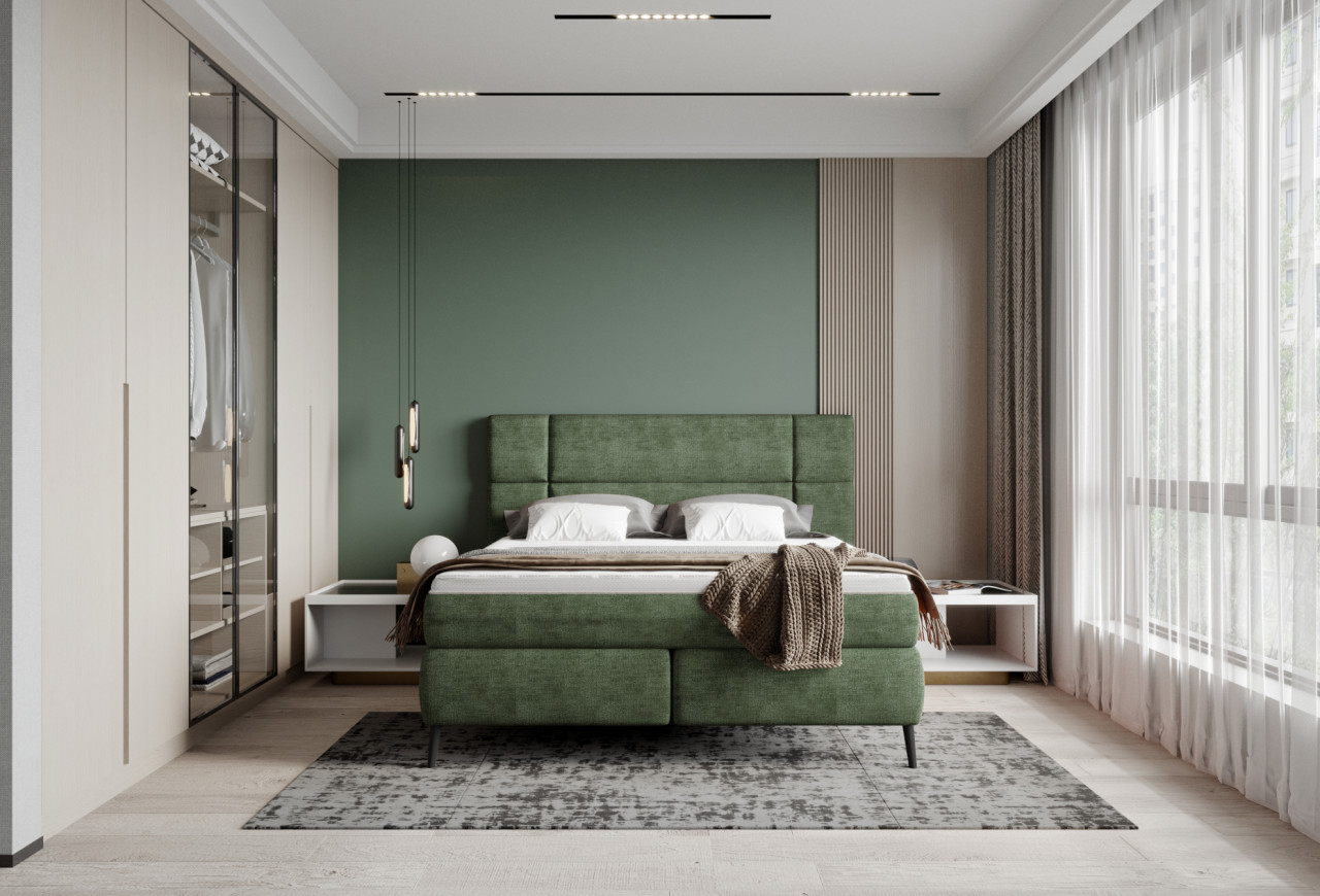 Poze Pat tapitat boxspring Lucio 140x200 cm