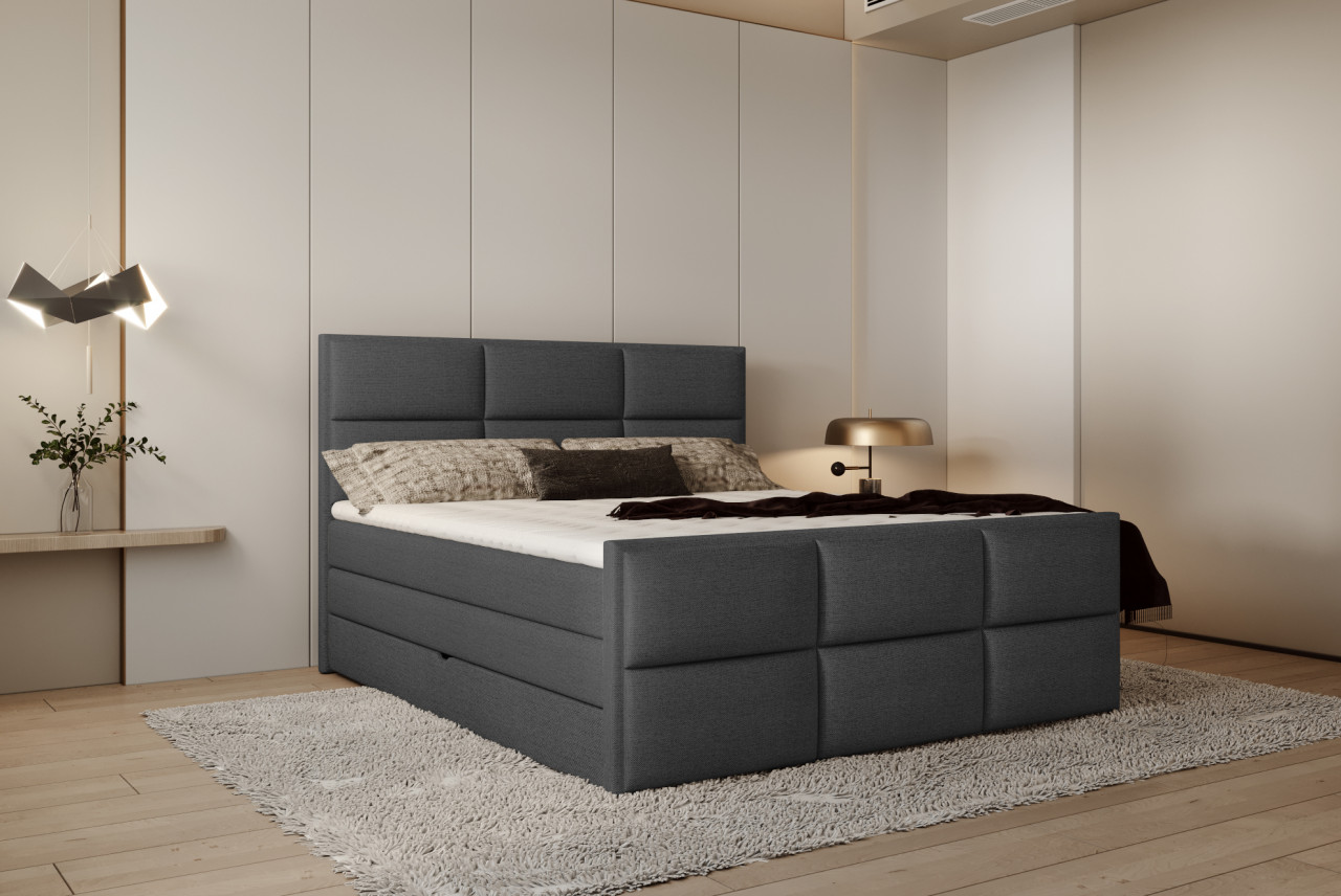 Poze Pat tapitat boxspring Melva 140x200 cm