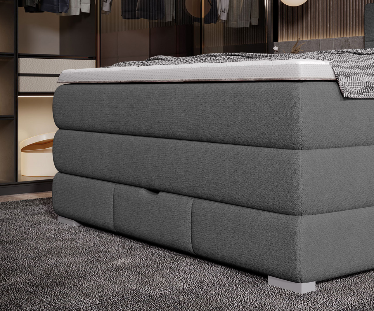 Poze Pat tapitat boxspring Rita 140x200 cm