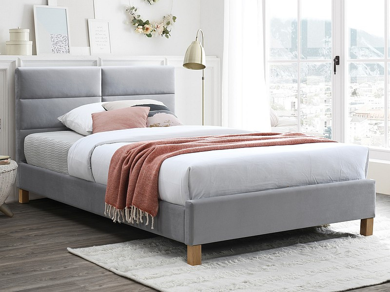 Poze Pat tapitat Sierra velvet gri deschis Blu03 120x200 cm