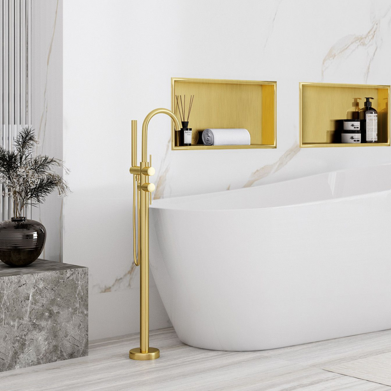 Poze Raft incastrat pentru baie 30x45 auriu periat