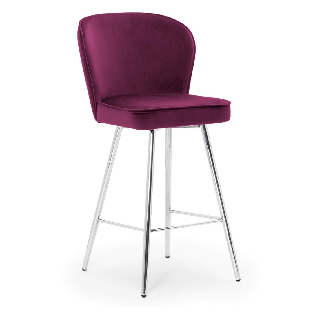 Poze Scaun de bar Aine burgundy picioare silver - H70 cm
