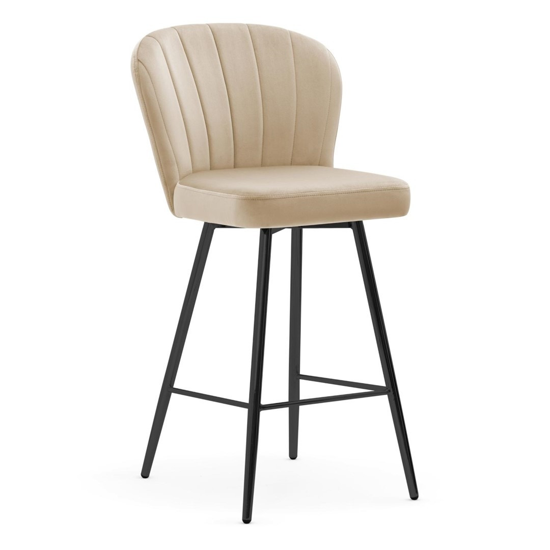 Poze Scaun de bar Shelly bej picioare negru - H107 cm