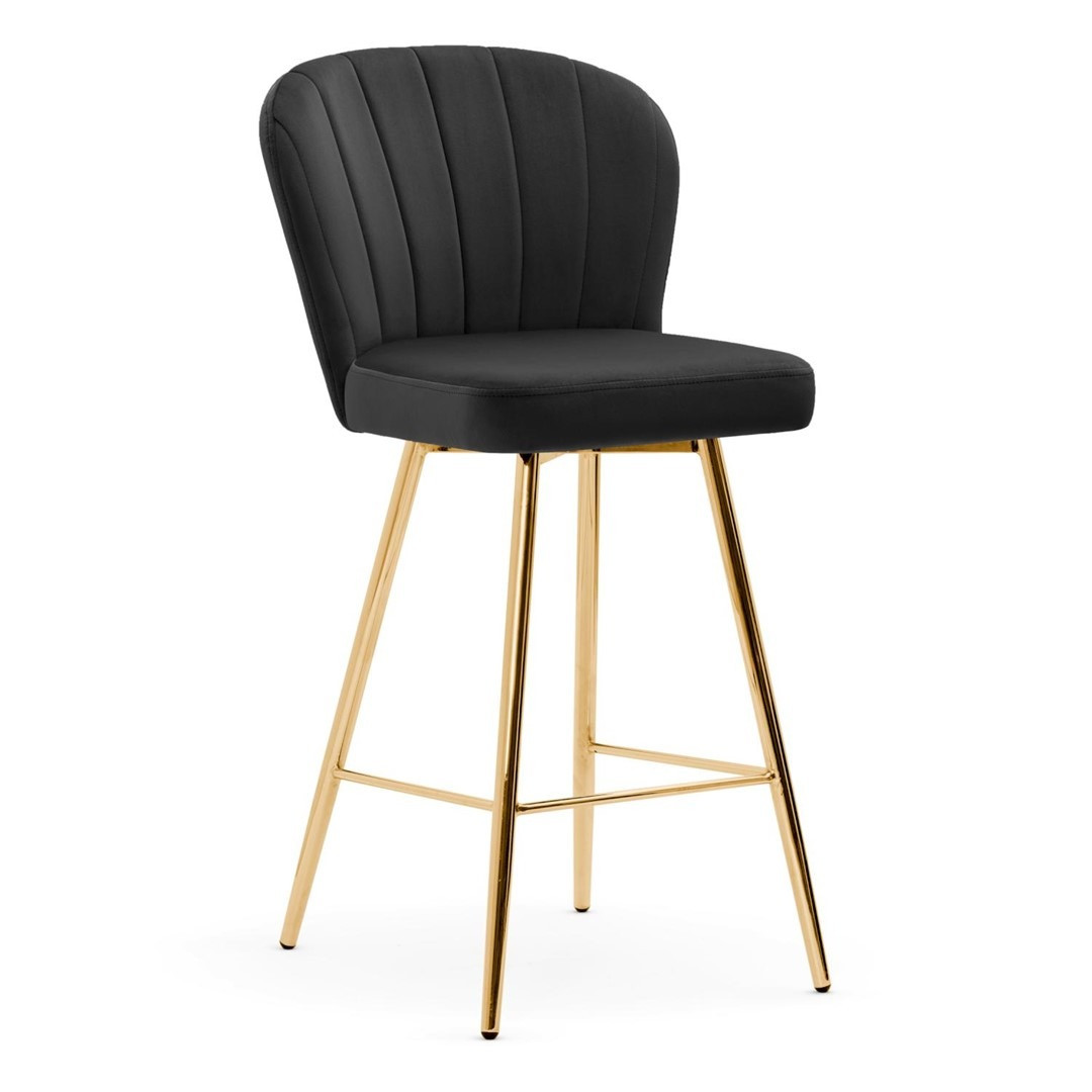 Poze Scaun de bar Shelly negru picioare gold - H97 cm