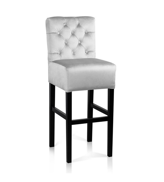 Poze Scaun de bar tapitat Chester gri – H60 cm