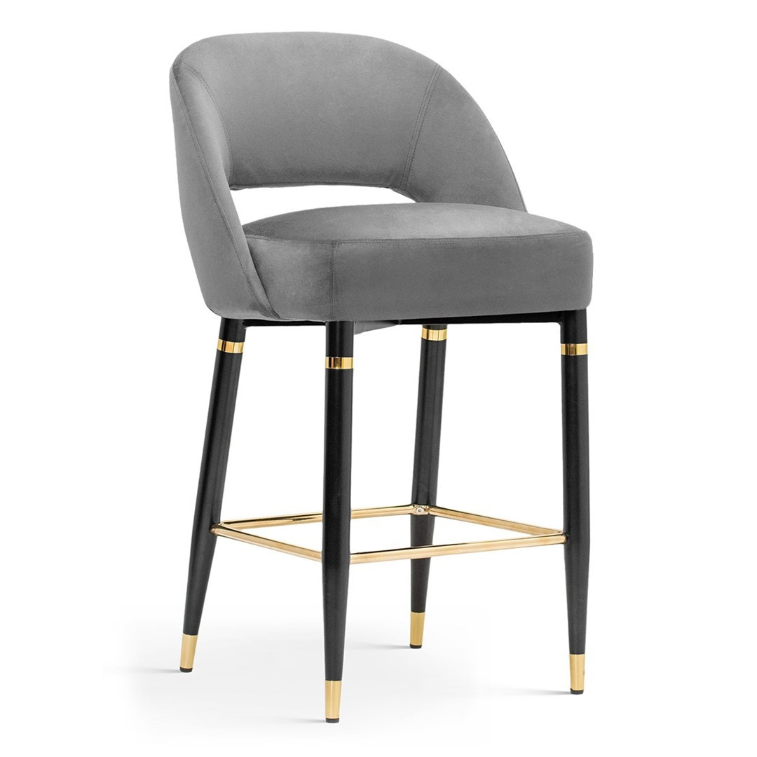 Scaun de bar tapitat diva gri/gold – h79 cm