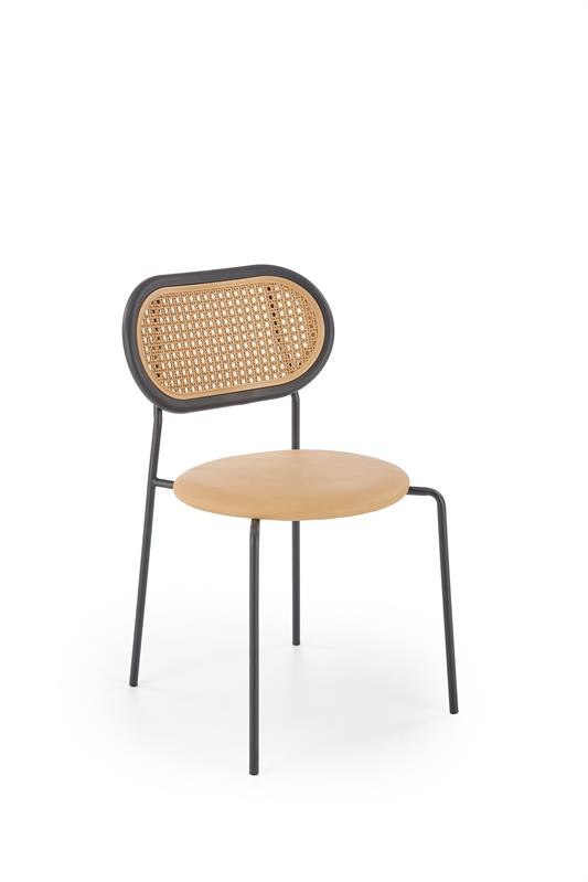 Scaun din rattan si piele ecologica k524 maro deschis
