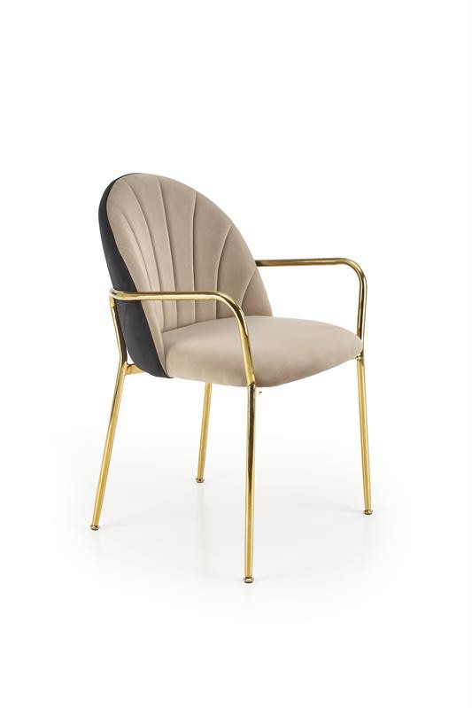Scaun k500 velvet bej - negru