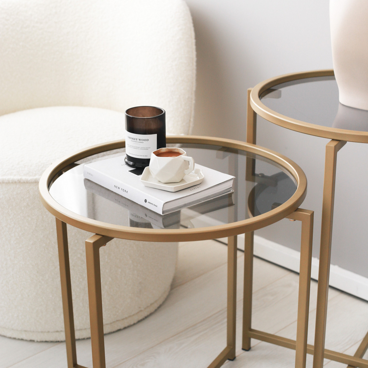 Poze Set 2 masute de cafea S406 transparent / auriu