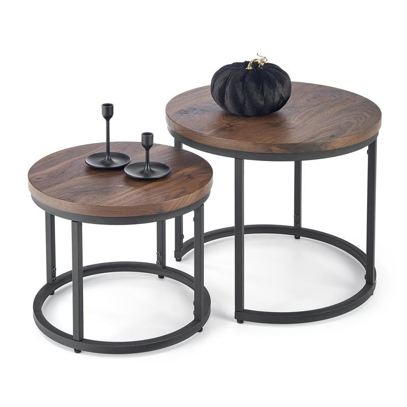 Set 2 mese de cafea oreo nuc – d43-53 x h35-45 cm