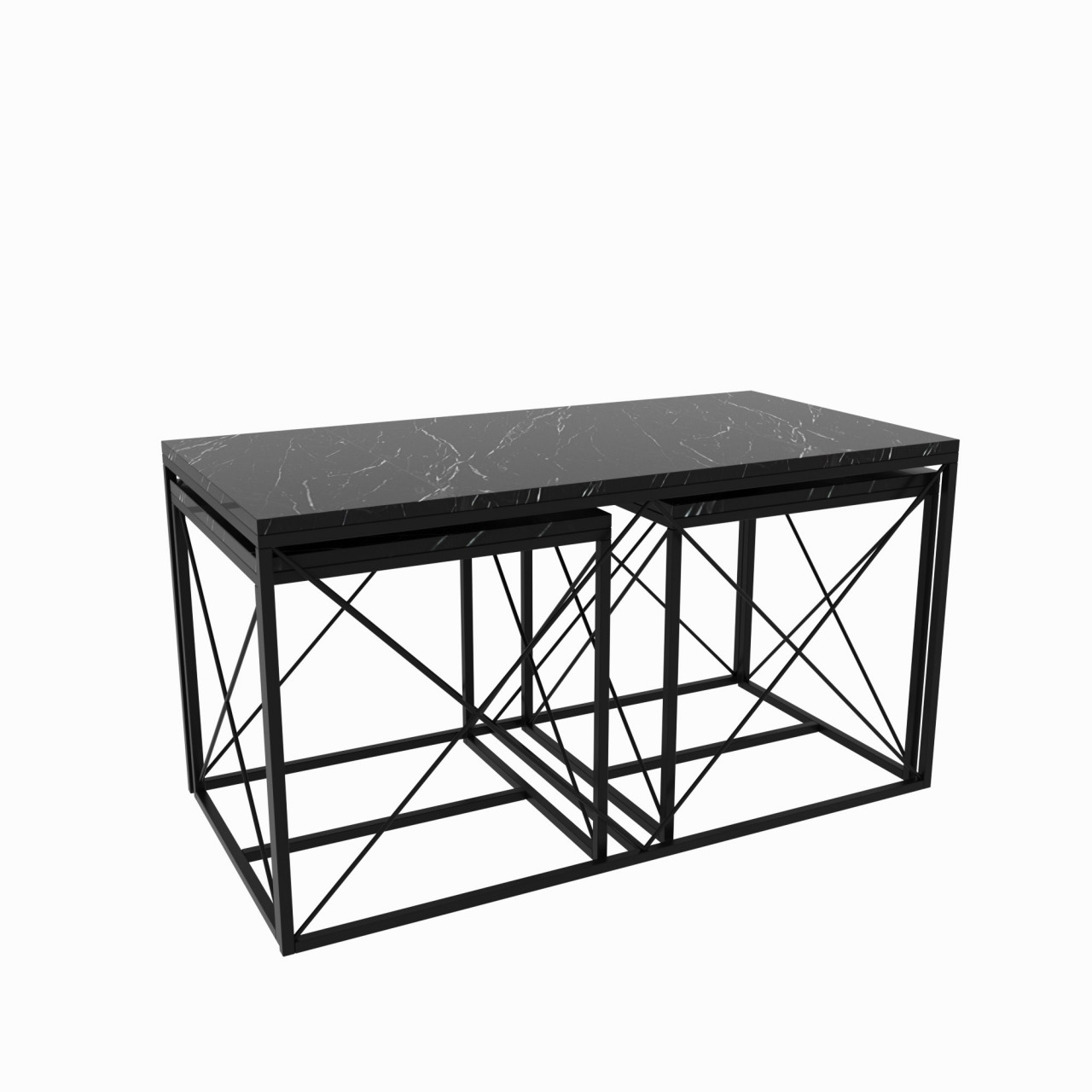 Poze Set 3 masute de cafea Defne marmura neagra