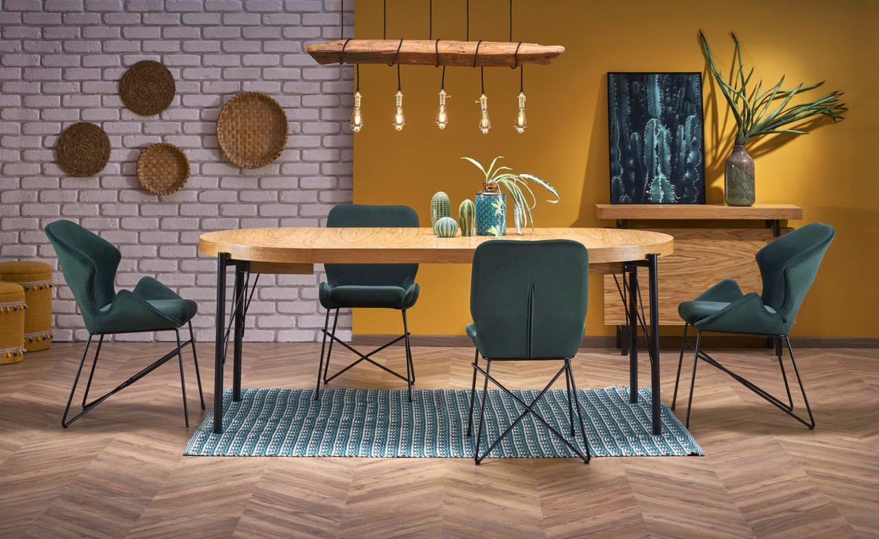 Poze Set masa extensibila Inferno L100-300 cm + 4 scaune K458 velvet verde