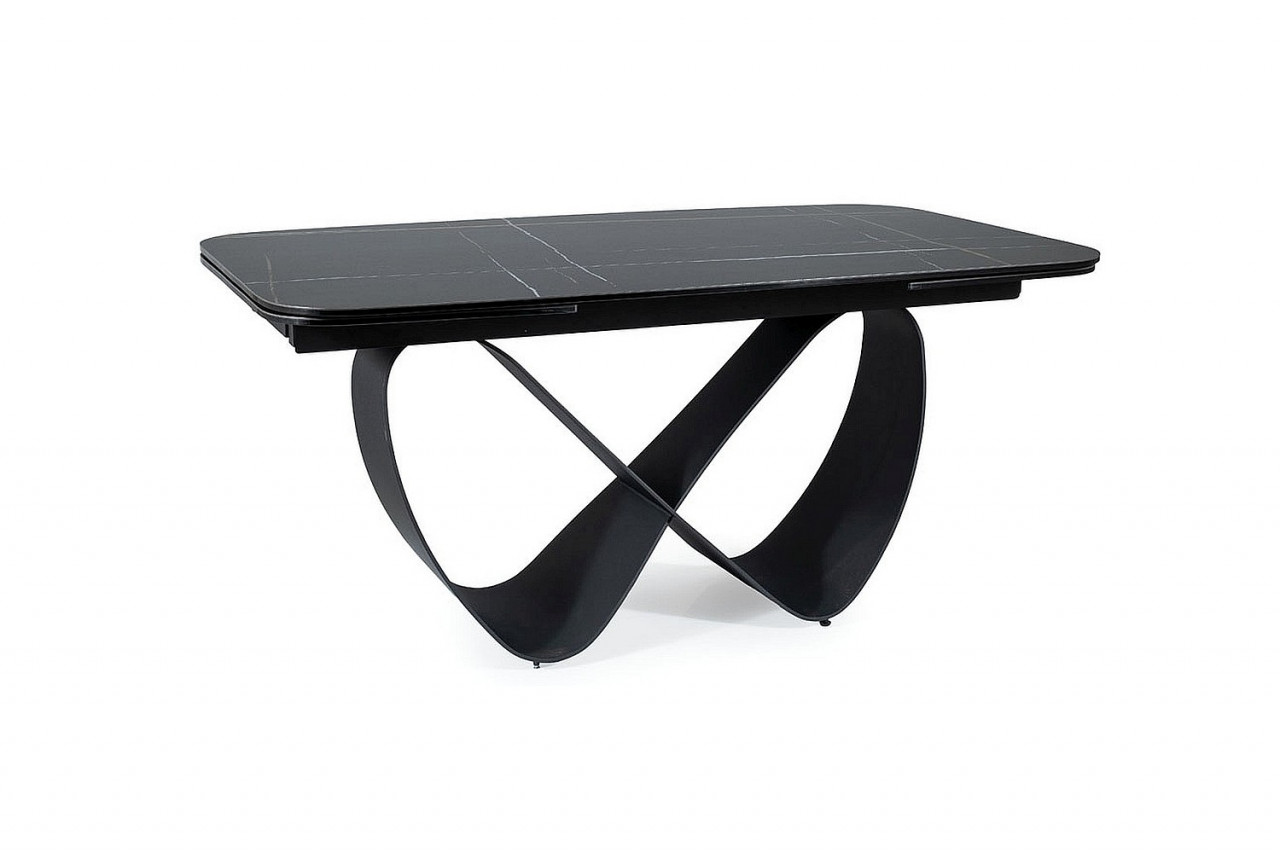 Poze Set masa extensibila Infinity Ceramic negru/negru mat - L160-240 cm + 3 scaune Cherry piele olive + 2 scaune Cherry piele gri