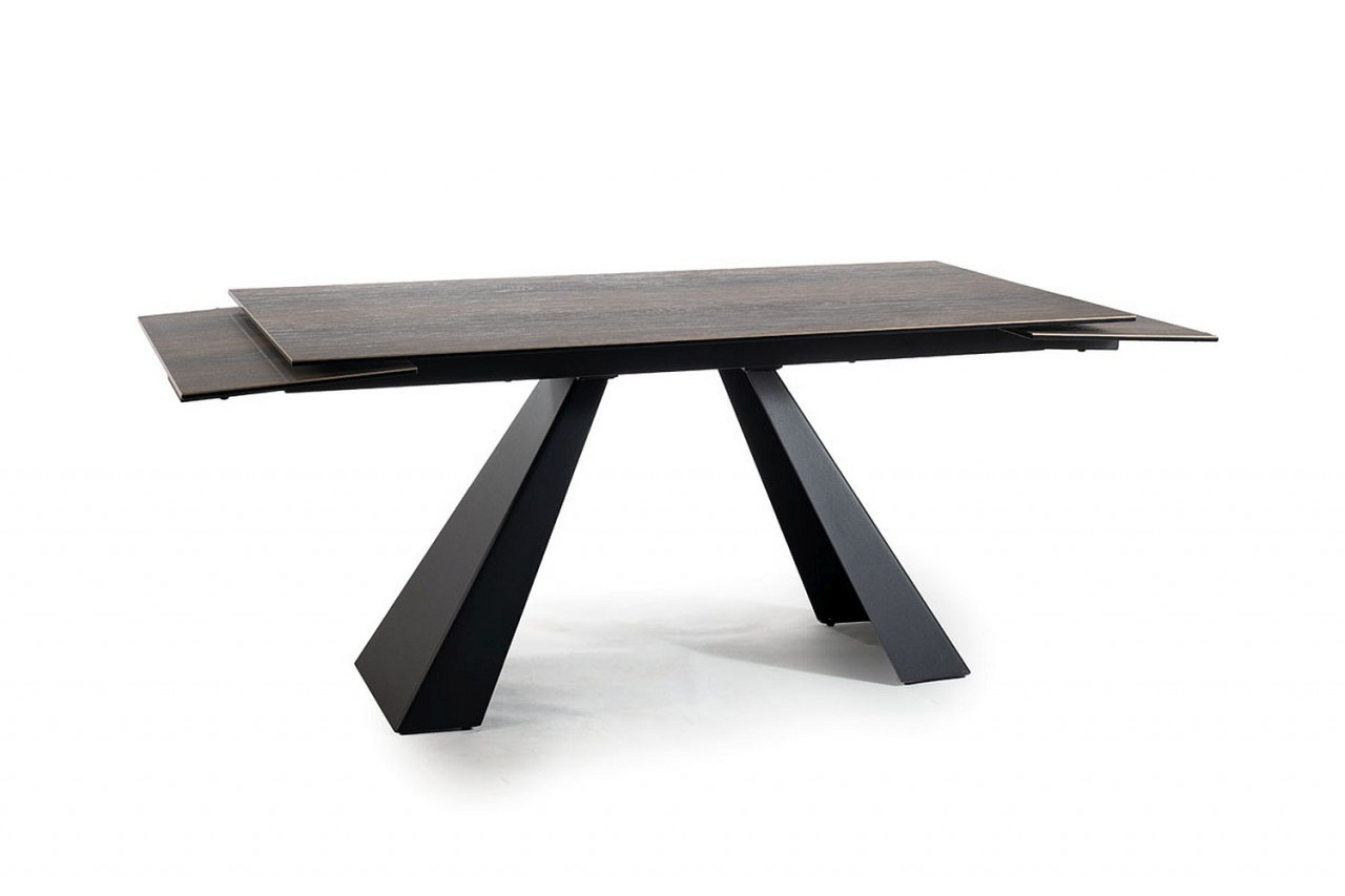 Poze Set masa extensibila Salvadore ceramic maro/negru mat - L160-240 cm + 4 scaune tapitate cu piele Cherry olive Buffalo10
