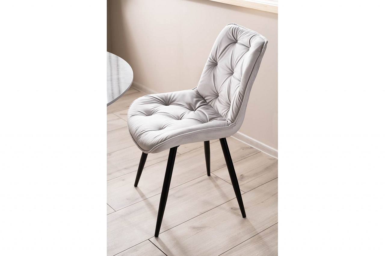 Poze Set masa extensibila Samanta ceramic negru/negru mat L160-240 cm + 3 scaune Cherry II velvet bej Blu28 + 3 scaune Cherry II velvet gri deschis Blu03