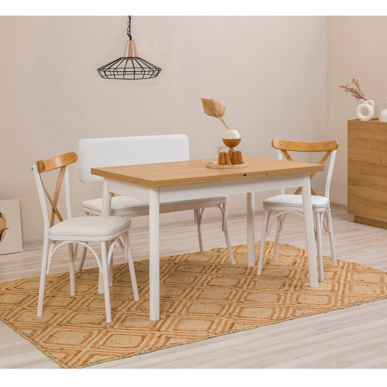 Poze Set masa extensibila si scaune (4 piese) OLİVER AÇL.KARİNA-WHİTE V2