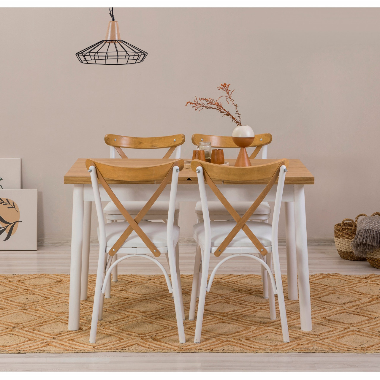 Poze Set masa extensibila si scaune (5 piese) OLİVER AÇL.KARİNA - WHİTE