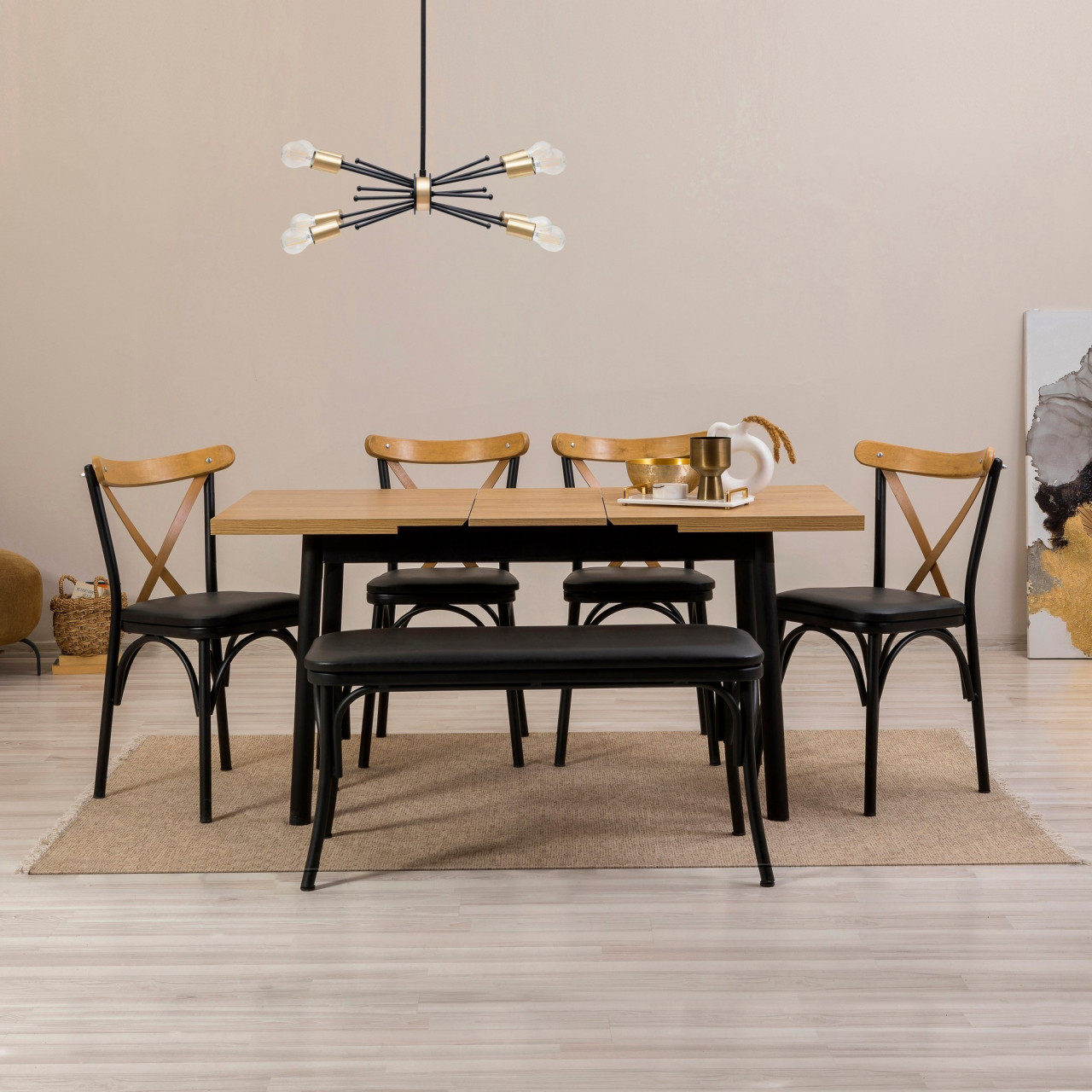 Poze Set masa extensibila si scaune (6 piese) OLİVER AÇL.KARİNA-BLACK