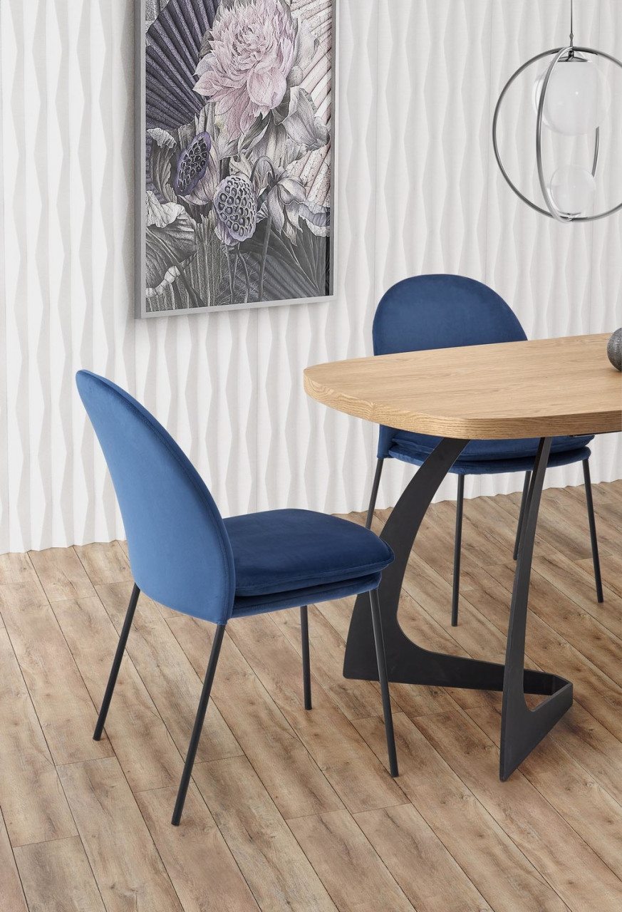 Poze Set masa extensibila Veldon L160-200 cm + 4 scaune K443 velvet bleumarin