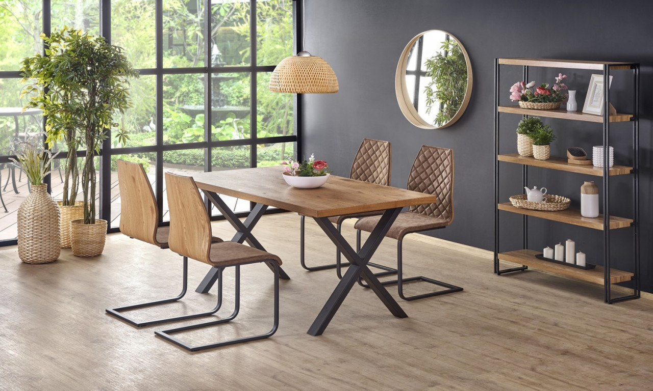 Poze Set masa extensibila Xavier L160-250 cm + 4 scaune K265 maro/stejar miere/negru