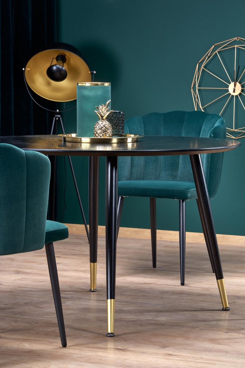 Poze Set masa rotunda Embos ø120 cm + 4 scaune K386 velvet verde