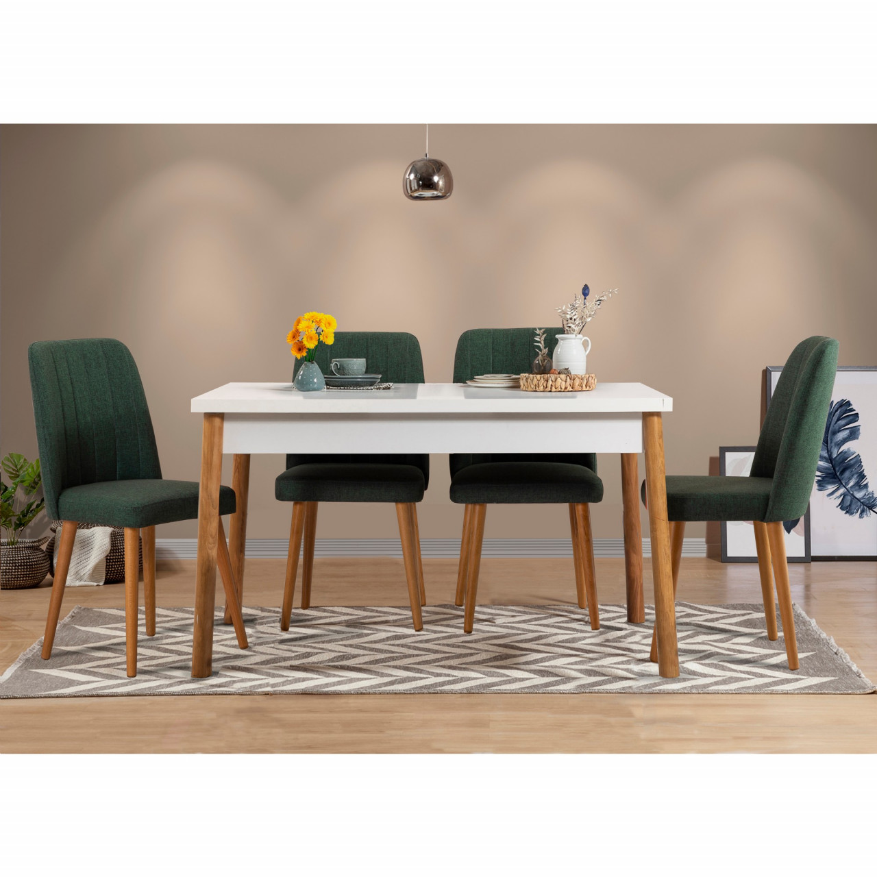 Poze Set masa si scaune (5 piese) Costa White Atlantice-Green