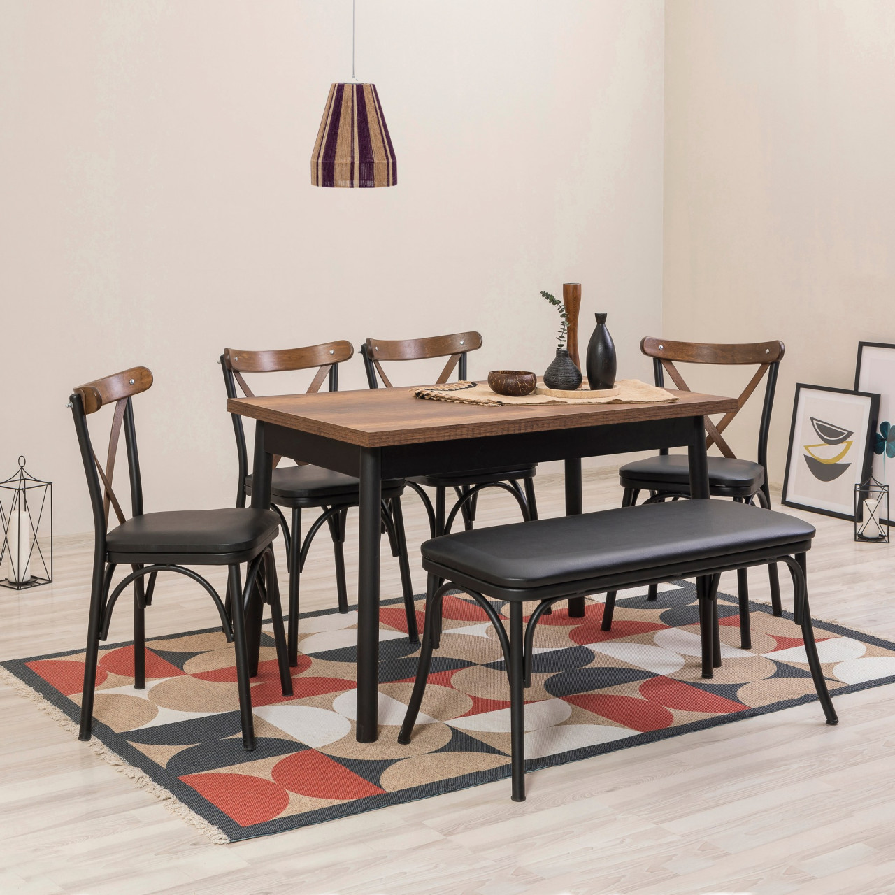 Poze Set masa si scaune (6 piese) OLİVER SBT.BAROK-BLACK