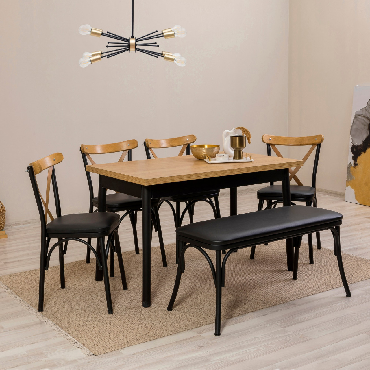 Poze Set masa si scaune (6 piese) OLİVER SBT.KARİNA-BLACK