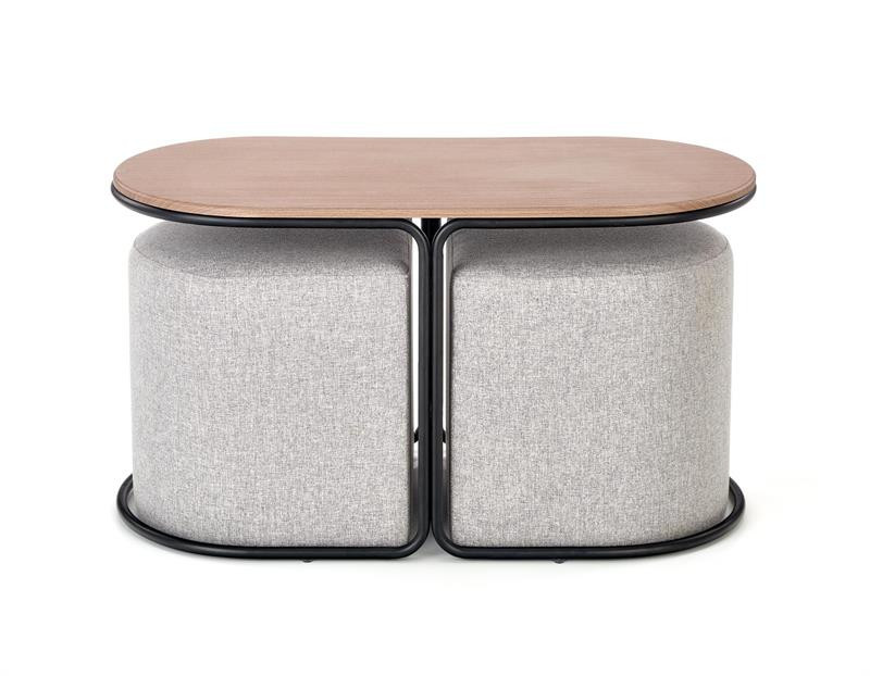 Poze Set masuta cafea si 2 tabureti PAMPA Nuc - Gri