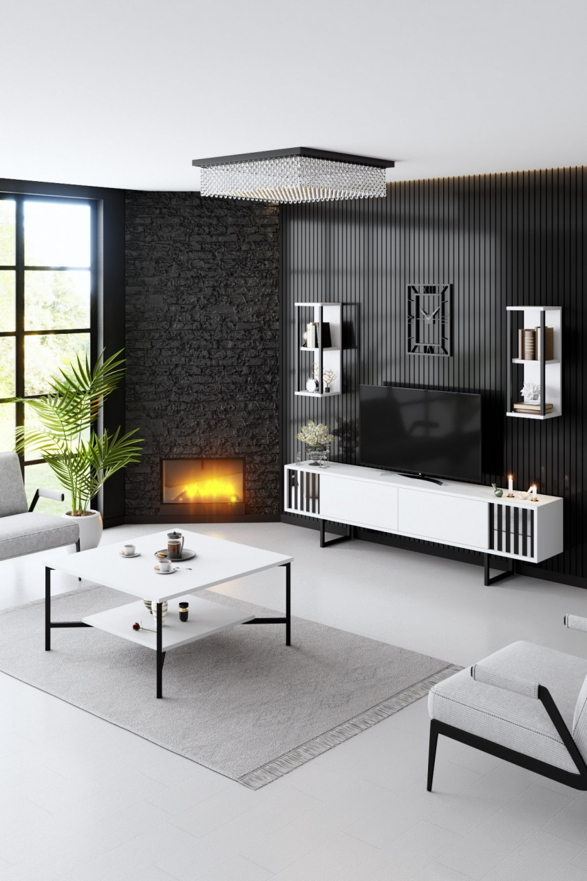 Poze Set mobilier living Chrome Line alb / negru